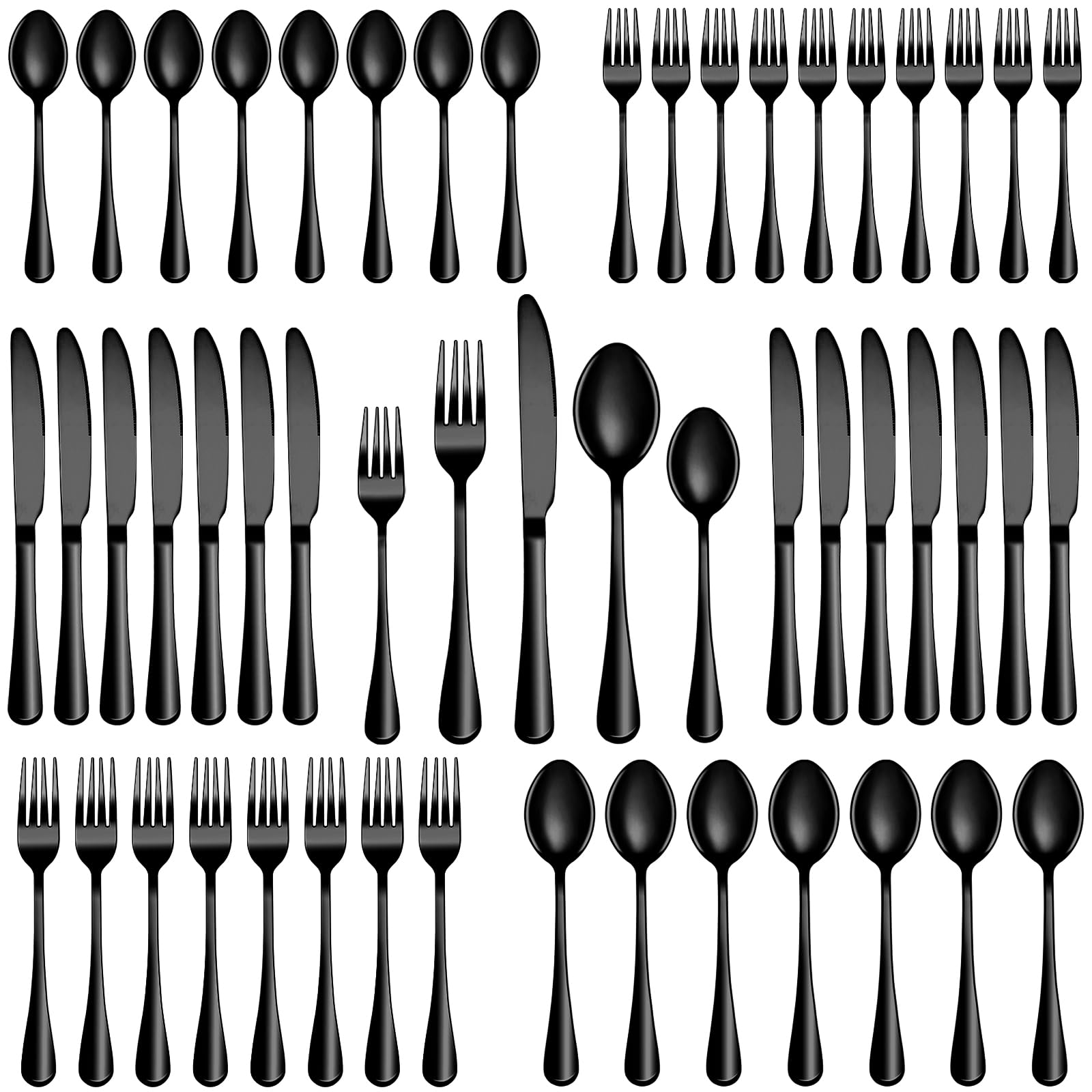 MUTNITT 60 Pcs Black Silverware Set